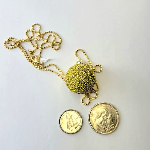 Yellow Glitter Ball Pendant Necklace - Picture 7 of 8